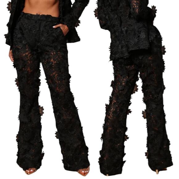 Fashion Nova Luxe Denise Embroider Blazer Pants 2 Pieces Suit Set Size S/M - Picture 4 of 12